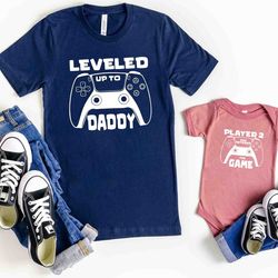 leveled up shirt, dad  son matching shirts, new dad shirt, dad shirt, daddy shirt, fathers day shirt, gift for dad, funn