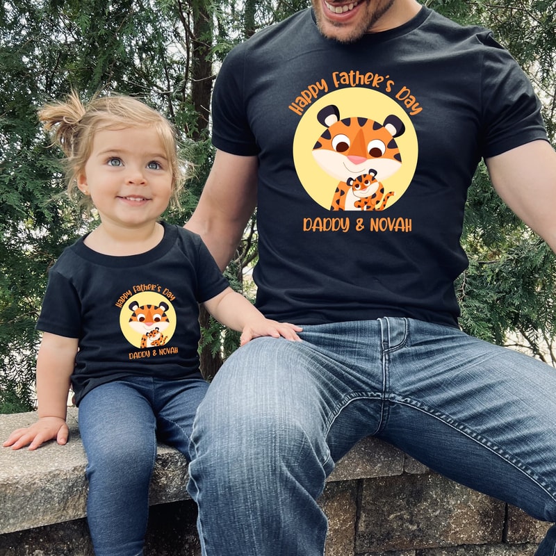 Tiger Father's Day Gift, Tiger First Fathers Day Personalized Matching Shirts, Dad & Baby Matching Tiger Shirt, Father's Day Baby Gift.jpg
