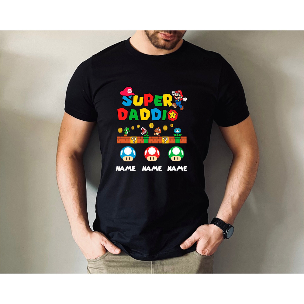 Personalized Super Daddio Game Shirt,Super Mommio Shirt,Father's Day,Super Kiddio Shirt,Gift for Dad,Matching Family Tee,Custom Kids Name.jpg