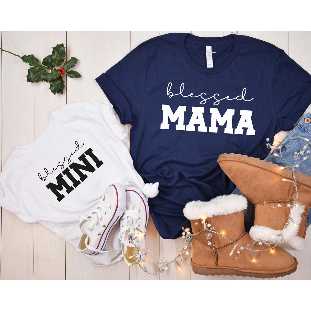 Blessed Mama Shirt, Blessed Mini Shirt, Comfort Colors Mamas Blessing, Mommy and Me Outfit, Christmas Gift for New Mom, Baby Shower.jpg