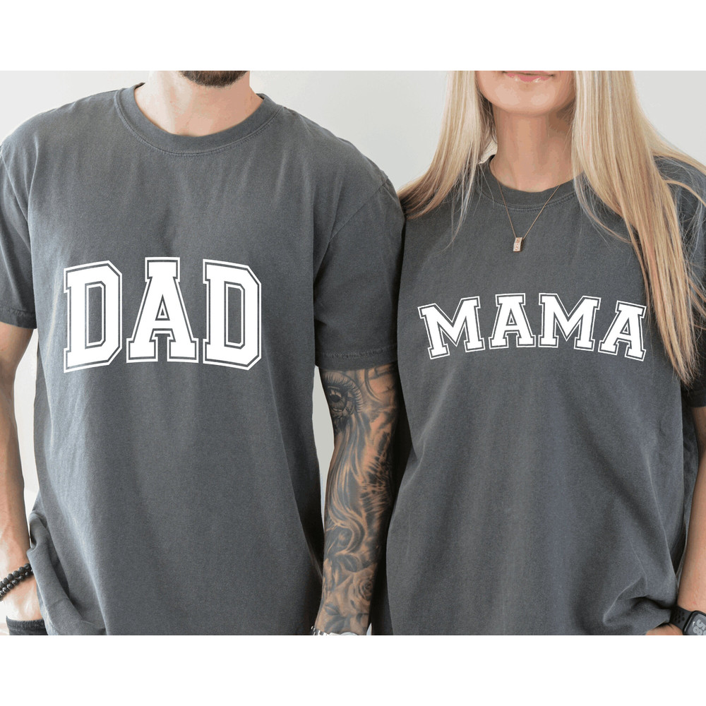 Comfort Color Mama Dad Couples Shirt, Gift for Dad, Gift for Mom, Dad to Be Gift, Mom and Dad Shirts, Pregnancy Reveal Tees, Matching Shirts.jpg