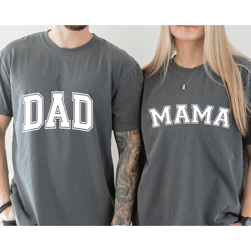 Comfort Color Mama Dad Couples Shirt, Gift for Dad, Gift for Mom, Dad to Be Gift, Mom and Dad Shirts, Pregnancy Reveal Tees, Matching Shirts.jpg