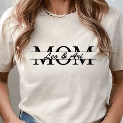 custom mama neck shirt with kids name on sleeve,mom shirt,gift for mothers day, custom shirt, personalized mom shirt,mot