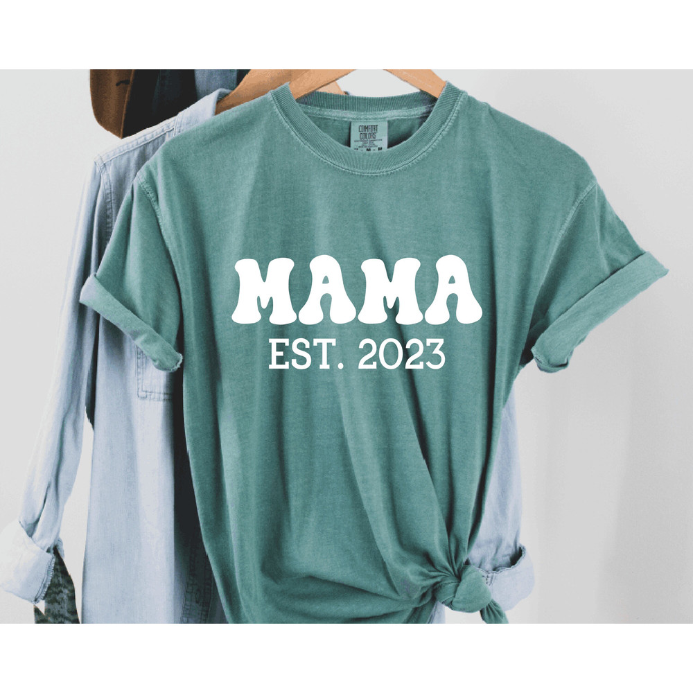 Mama est 2023 Personalized Shirt, Mom est 2023 Mama Shirt, Cute Mom Tee, New Mom Shirt, Baby Shower Gift, Mother's Day Gift Shirt Custom Est 2.jpg
