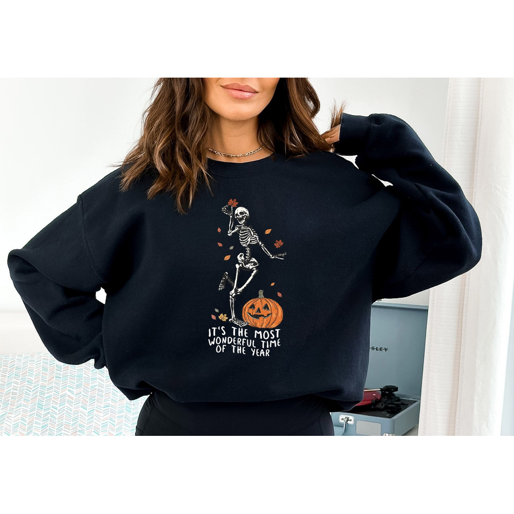 It's the Most Wonderful Time of The Year Halloween Shirt, Spooky Halloween T, Cool Halloween Party T, Skeleton Tee, Pumpkin Skeleton Tshirt.jpg