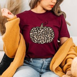 leopard pumpkin shirt, cute leopard pumpkin fall tee, cozy thanksgiving shirt, family thanksgiving shirt, fall lover tsh