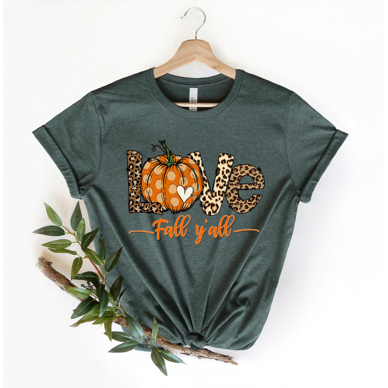 Love Fall Y'All Shirt, Leopard Print Fall Shirt, Thanksgiving,Hello Pumpkin, Fall Vibes, Peace Love Thanksgiving, Family Thanksgiving Shirt.jpg