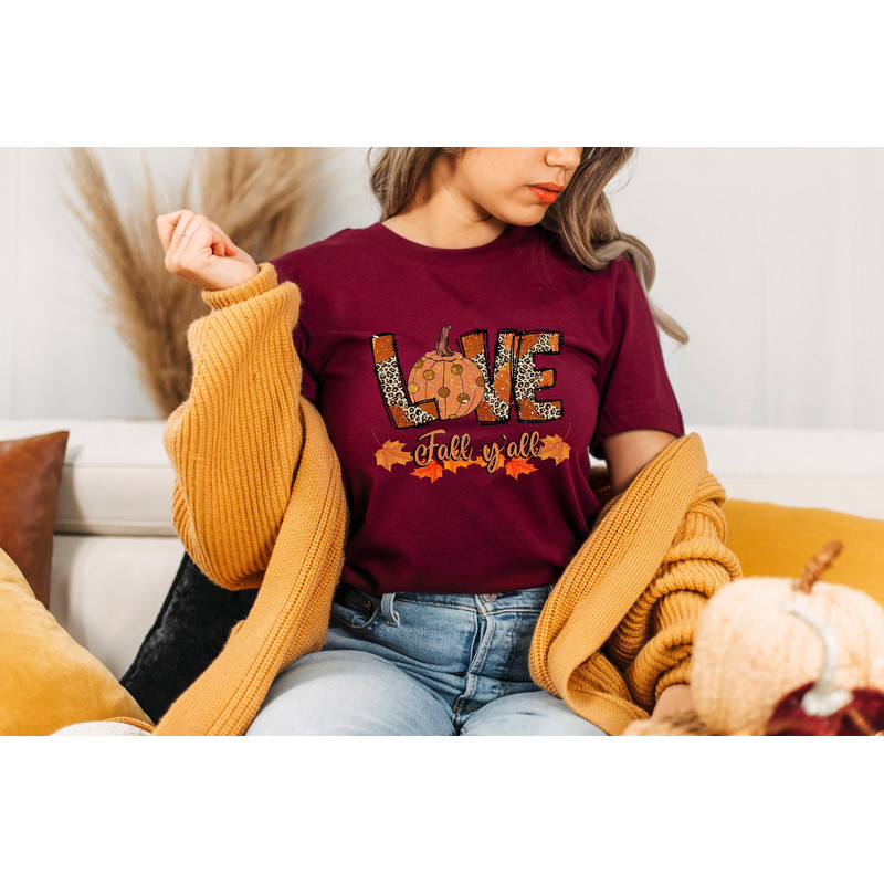 Love Fall Y'all Shirt, Pumpkin Fall Tee, Cozy Fall Shirt, Family Thanksgiving Shirt, Fall Lover Tshirt, Cute Pumpkin Tshirt.jpg