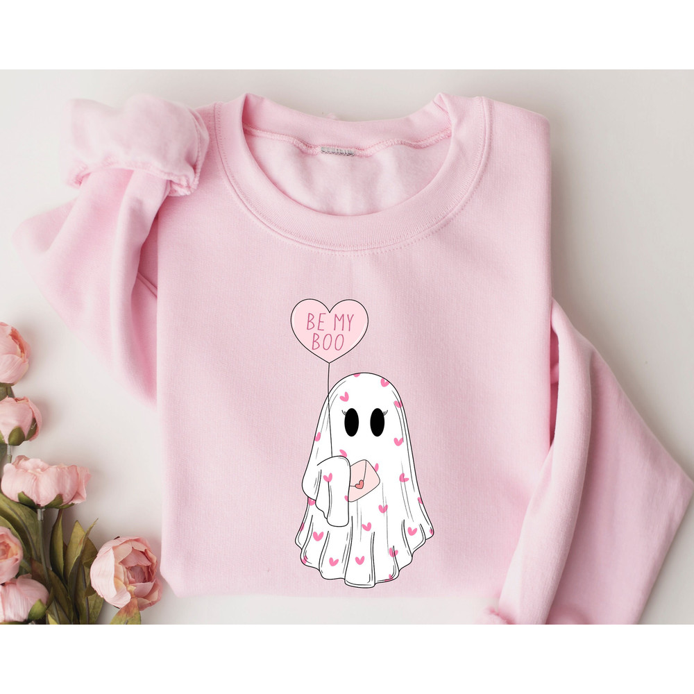 Be My Boo Sweatshirt, Ghost Sweater, Valentines Day Hoodie, XOXO Sweatshirt, Women Valentines Day Sweatshirt, Heart Sweatshirt.jpg