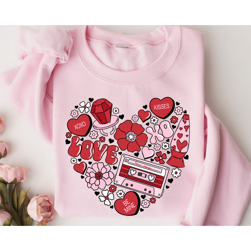 Doodle Hearts Valentines Sweatshirt, Valentines Day Sweatshirt, Valentines Day Gift For Lover, Valentines Day Heart, Cute Heart Hoodie.jpg