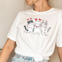 valentines cat shirt, cat lover shirt, cat hearts shirt, valentines day shirts for women, valentines day gift, cute hear