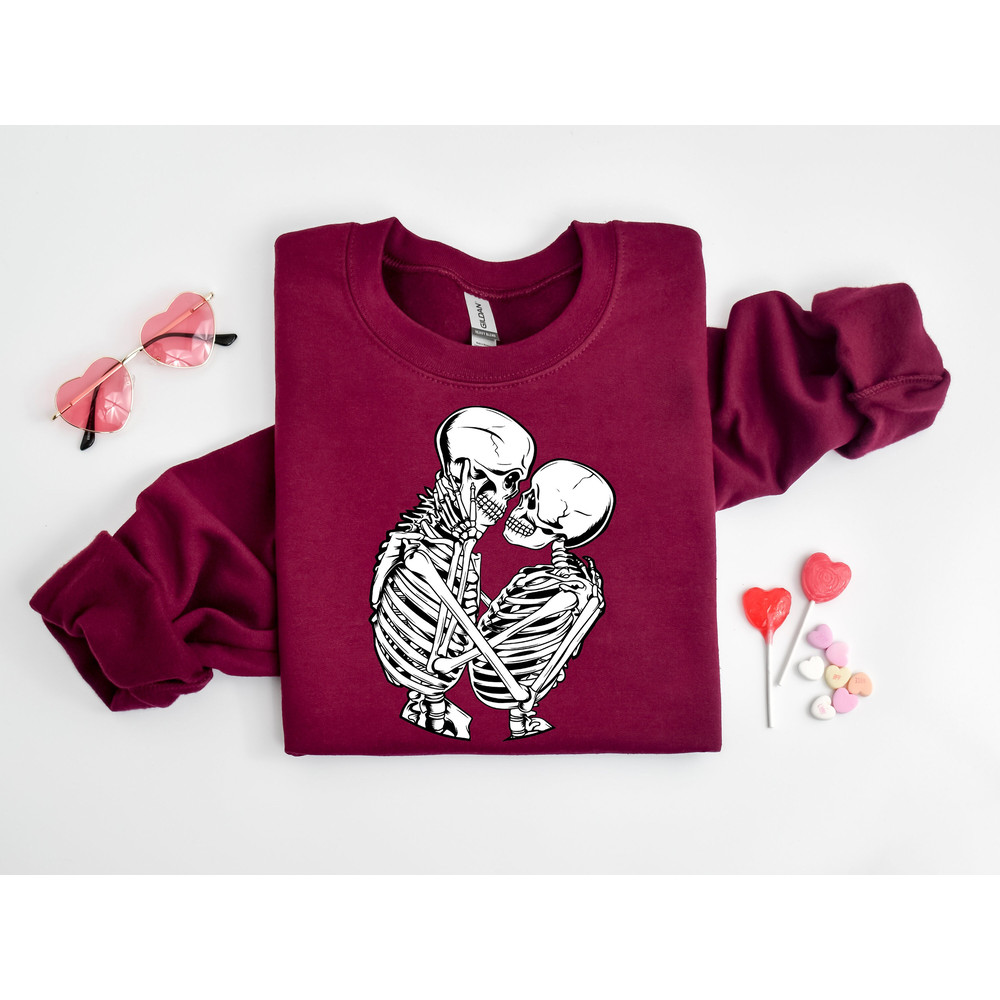 Skeleton Romance Shirt, Skeleton Shirt, Valentine's Day Gift, Love Shirt, Skeleton Sweatshirt, Couple Shirt, Matching Couple Shirt.jpg