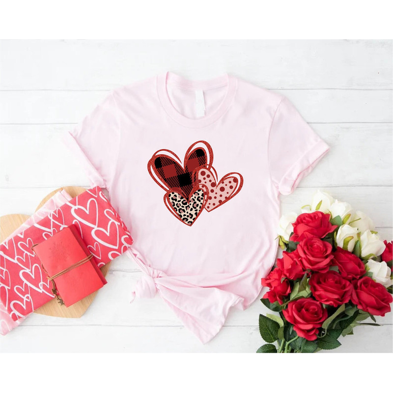 3 Doodle Heart Valentines Shirt,Leopard Heart Shirt,Valentines Day Shirt,Cute Heart Shirt Women,Gift For Girlfriend,Matching Valentines Tee.jpg