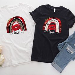 love shirt,love valentine boho rainbow lips shirt,valentines day gift,valentines day women,gift for girlfriend,funny val