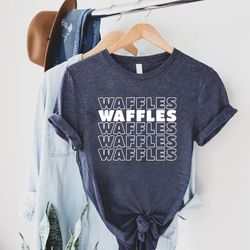 waffles word repeat t-shirt, waffle t shirt, waffle lover gift, waffle breakfast tee, waffle fan shirt, breakfast lover