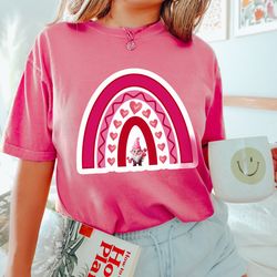 comfort colors gnome valentine shirt, rainbow valentines day shirt, cute gnomes shirt, valentines shirt, cute valentine