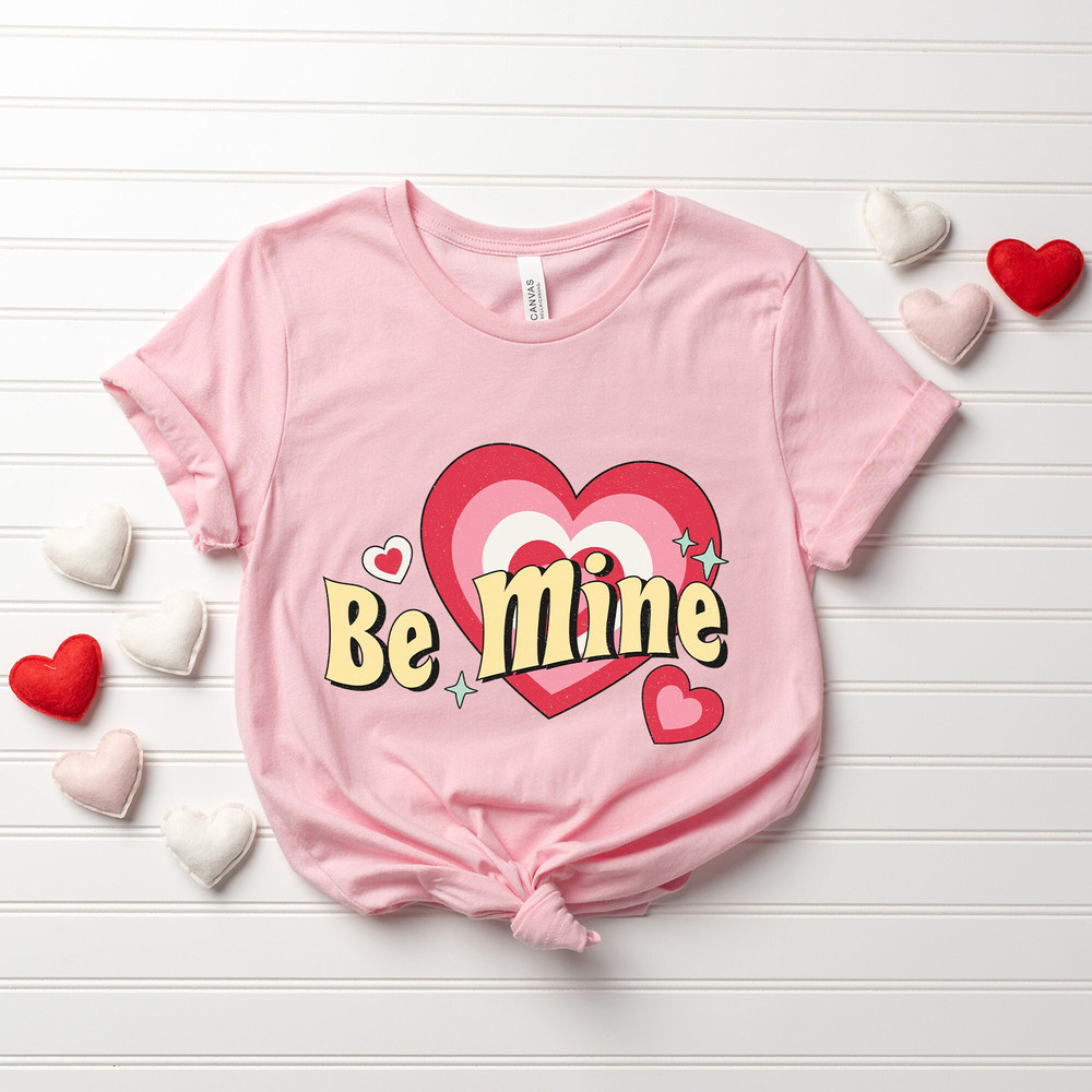 Be Mine Valentine Shirt, Valentine's Day Heart Tee, Love Heart Shirt, Retro Love Shirt, Heart Valentines Shirt, Cute Valentines Day Shirt.jpg