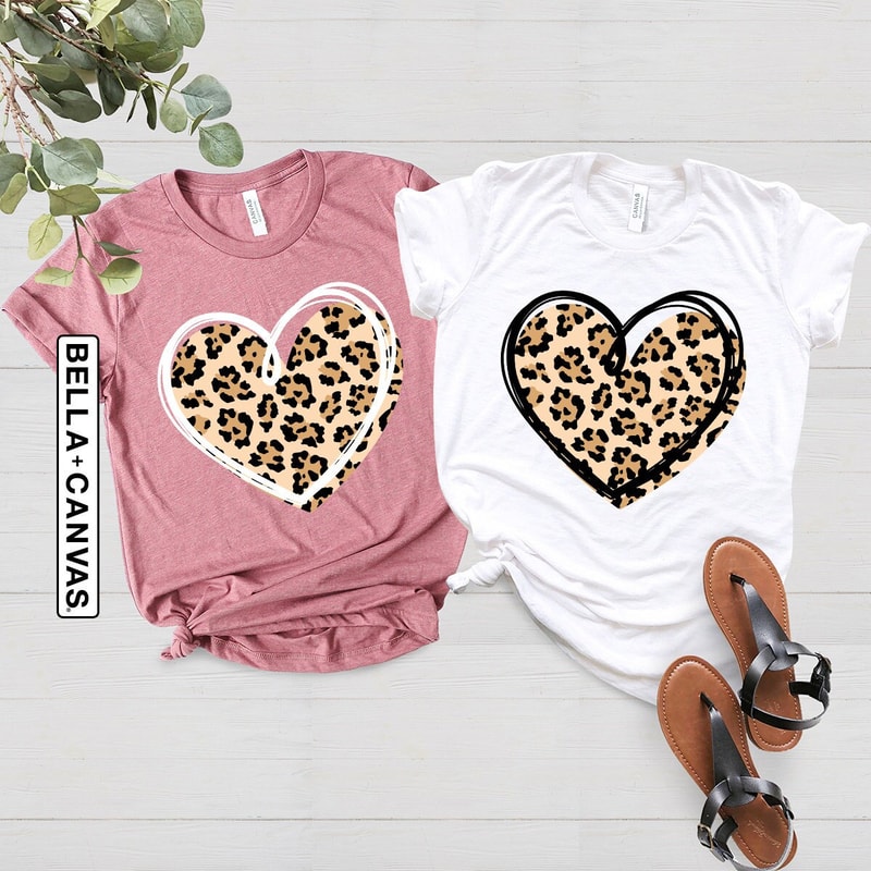 Leopard Print Valentines Day Shirt, Valentines Day Shirts For Woman, Heart Shirt, Valentines Day Gift, Cute Valentine Shirt, Valentines Tee.jpg