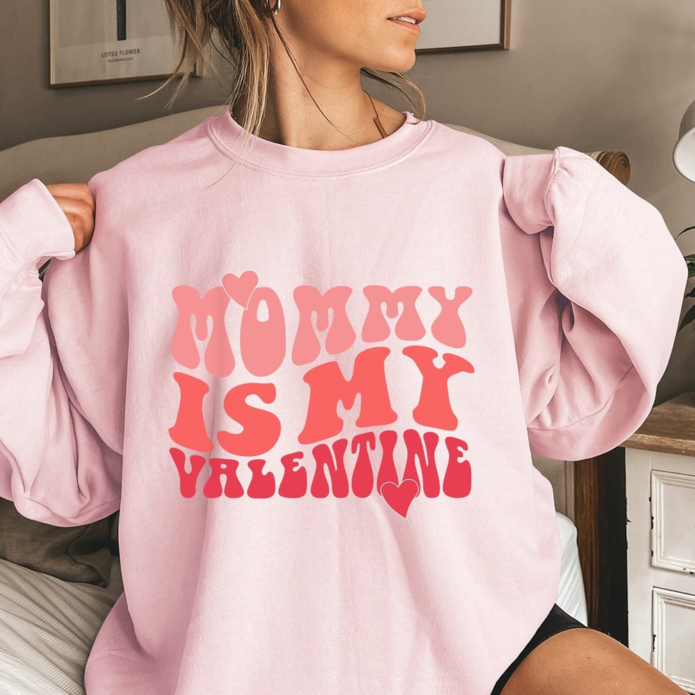 Mommy and Me Valentine Shirts, Mama Sweatshirt, My Valentine Shirt, Cute Heart Valentine Sweater, Retro Love Shirt, Gift for Mother.jpg