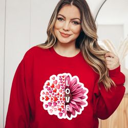 retro love heart sweatshirt, heart valentine shirt, i love you sweatshirt, flower sweater, flower shirt, valentines day