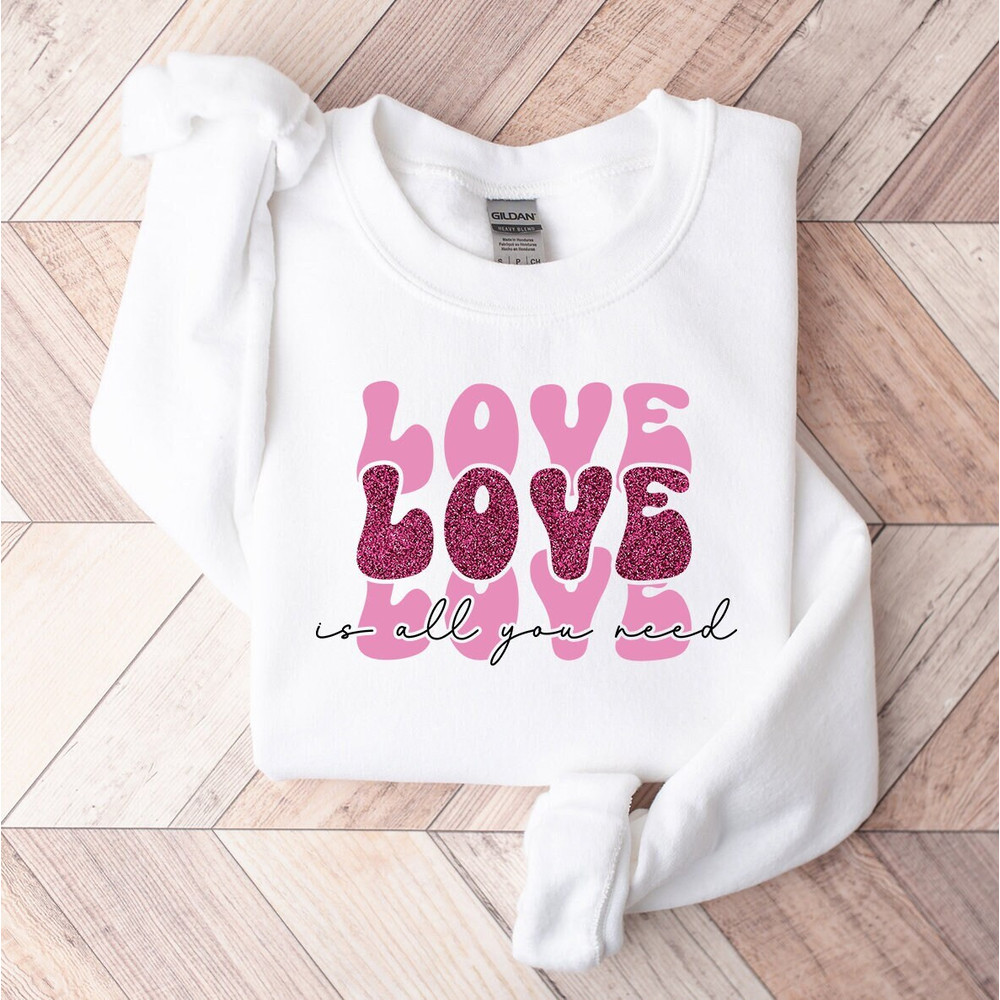 Retro Love Valentines Day Shirt, Love Is All You Need Shirt, Cute Love Shirt, Valentines Day Shirts For Woman, Valentines Day Hoodie.jpg