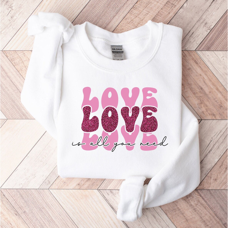 Retro Love Valentines Day Shirt, Love Is All You Need Shirt, Cute Love Shirt, Valentines Day Shirts For Woman, Valentines Day Hoodie.jpg
