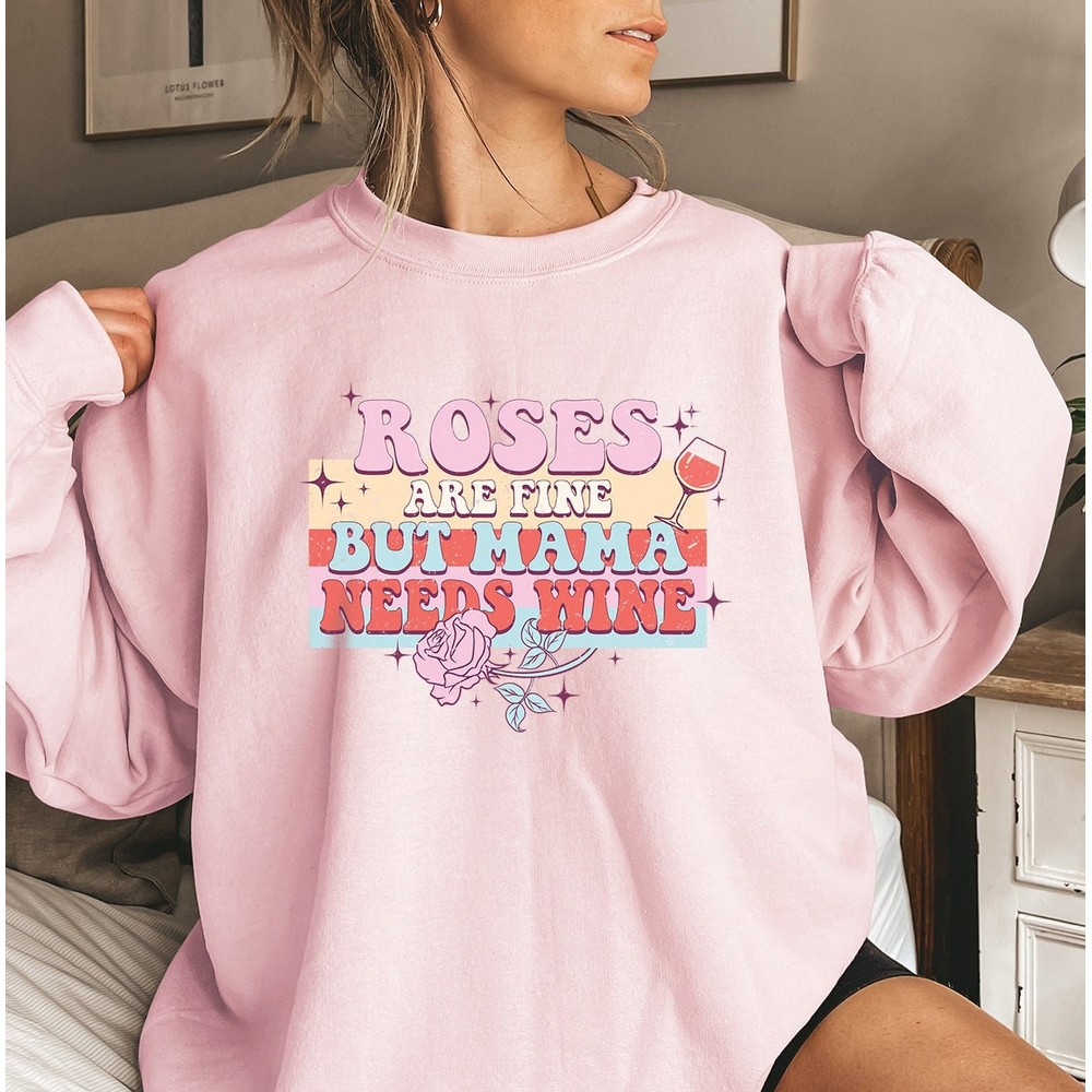 Womens Valentines Day Sweatshirt, Funny Wine Shirt, Retro Love Valentines Day Shirt, Rose Shirt, Wine Lover Gift, Cute Valentine Sweatshirt.jpg
