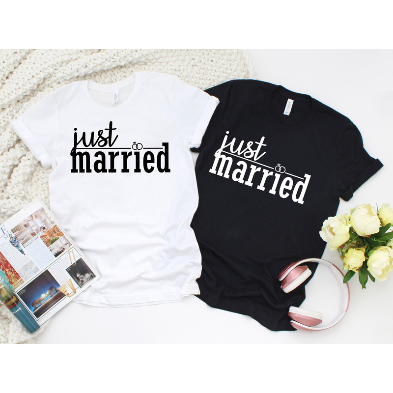 Just Married, Wife and Husband, Couple Shirts, Honeymoon Shirts, Matching Tshirts, Wife and Husband Shirts, Bride and Groom Shirts.jpg