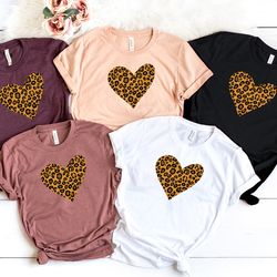 leopard printing heart shirt, love shirt, love t-shirt, valentines day shirt, couple matching shirt, gift for wife, moth