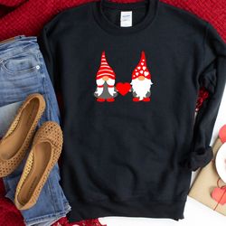 valentines gnome with heart shirt, valentines day shirt, love tee, couple matching shirt, gift for wife, engagement shir