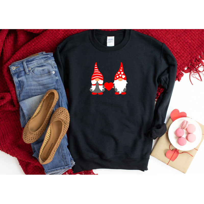 Valentines Gnome With Heart Shirt, Valentines Day Shirt, love tee, Couple Matching Shirt, Gift For Wife, Engagement Shirt.jpg