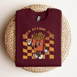 retro valentine day sweatshirt, funny valentines day fries before guys, valentines day gift for teacher, valentine day t