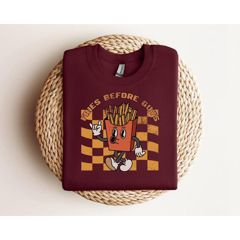 Retro Valentine Day Sweatshirt, Funny Valentines Day Fries Before Guys, Valentines Day Gift For Teacher, Valentine Day Tee Shirt Sweatshirt.jpg