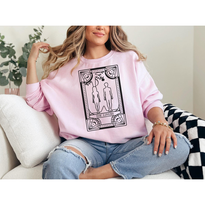 The Lovers Sweatshirt, Tarot Card Hoodie, Skeleton Lovers Tarot Card Tee, Mystical Tarot Card Shirt, Tarot Card Lovers Valentines Day Shirt.jpg