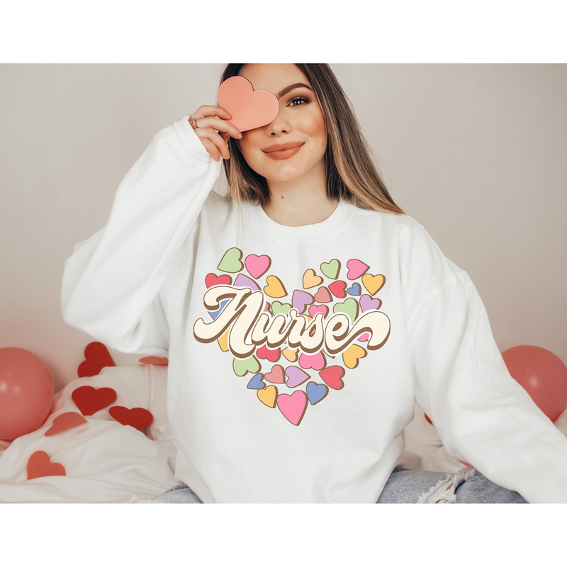 Nurse Valentines Day Shirt, Candy Heart Sweatshirt, Valentines Day Gift, Valentines Day Sweater, Nurse Gift, Funny Valentine.jpg