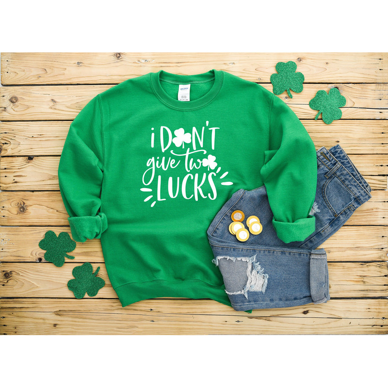 I Don't Give Two Lucks St Patrick's Day Heavy Blend Crewneck Sweatshirt, Funny St Patrick's Day, St Paddys Day, Day Drinking, Saint Patricks.jpg