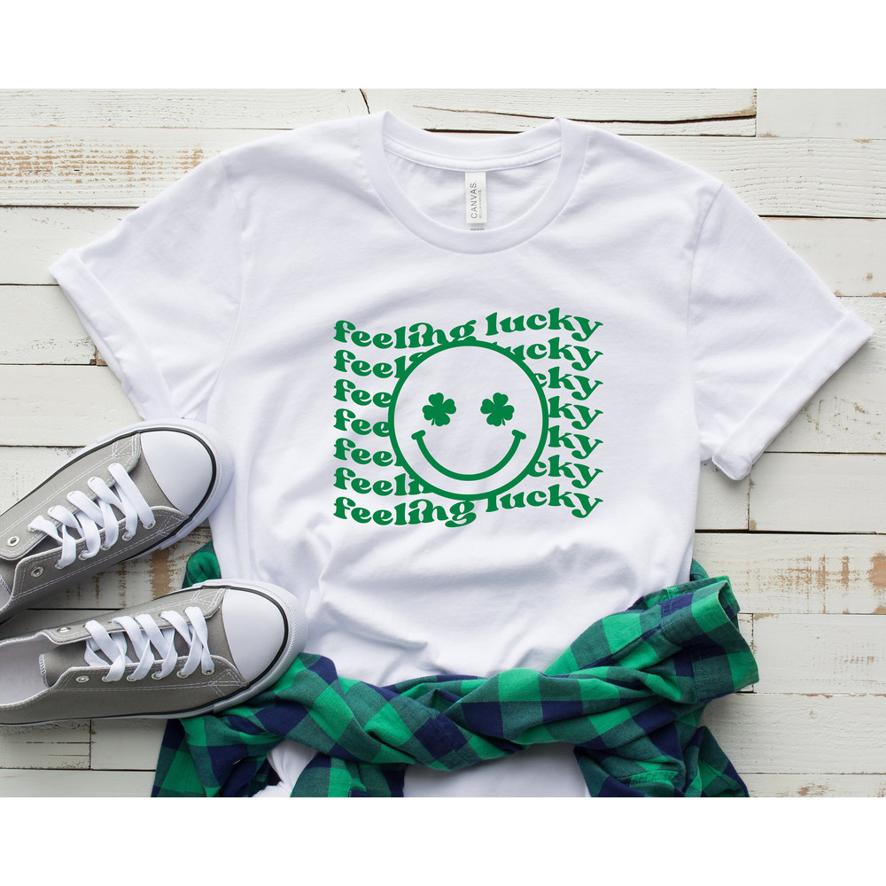 St Patrick's Day, Feeling Lucky Smile Face Unisex Shirt, Funny St Patrick's Day Shirt, Funny Saying Shirt, St Paddy's Day Shirt, Green Beer,.jpg