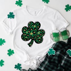 leopard shamrock shirt, womens st patricks day shirt, four leaf clover shirt, irish gifts for women, st paddys day gift