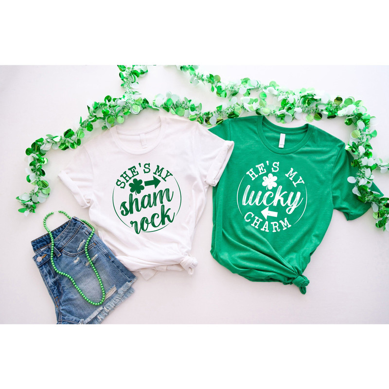 St Patrick Couple Shirts, Patrick Day Couple Shirt, St Patrick Gifts, St Patrick Matching Shirt, Couple Matching Gift, Lucky Shamrock Shirt.jpg