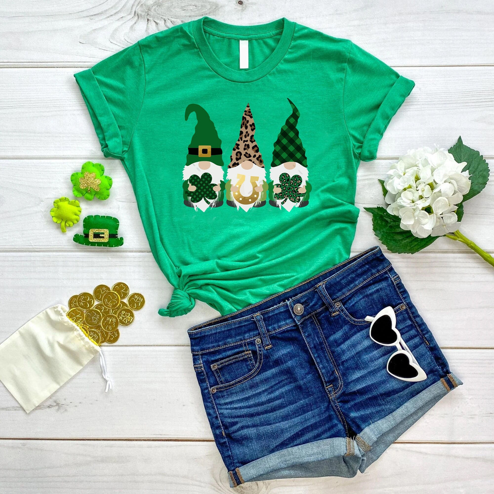 St Patrick's Day Gnomes Shirt, St Patricks Day Gift, Leopard St Patricks Day Shirt, Irish Womens Shirt, Lucky Gnome Shirt, Shamrock Shirt.jpg