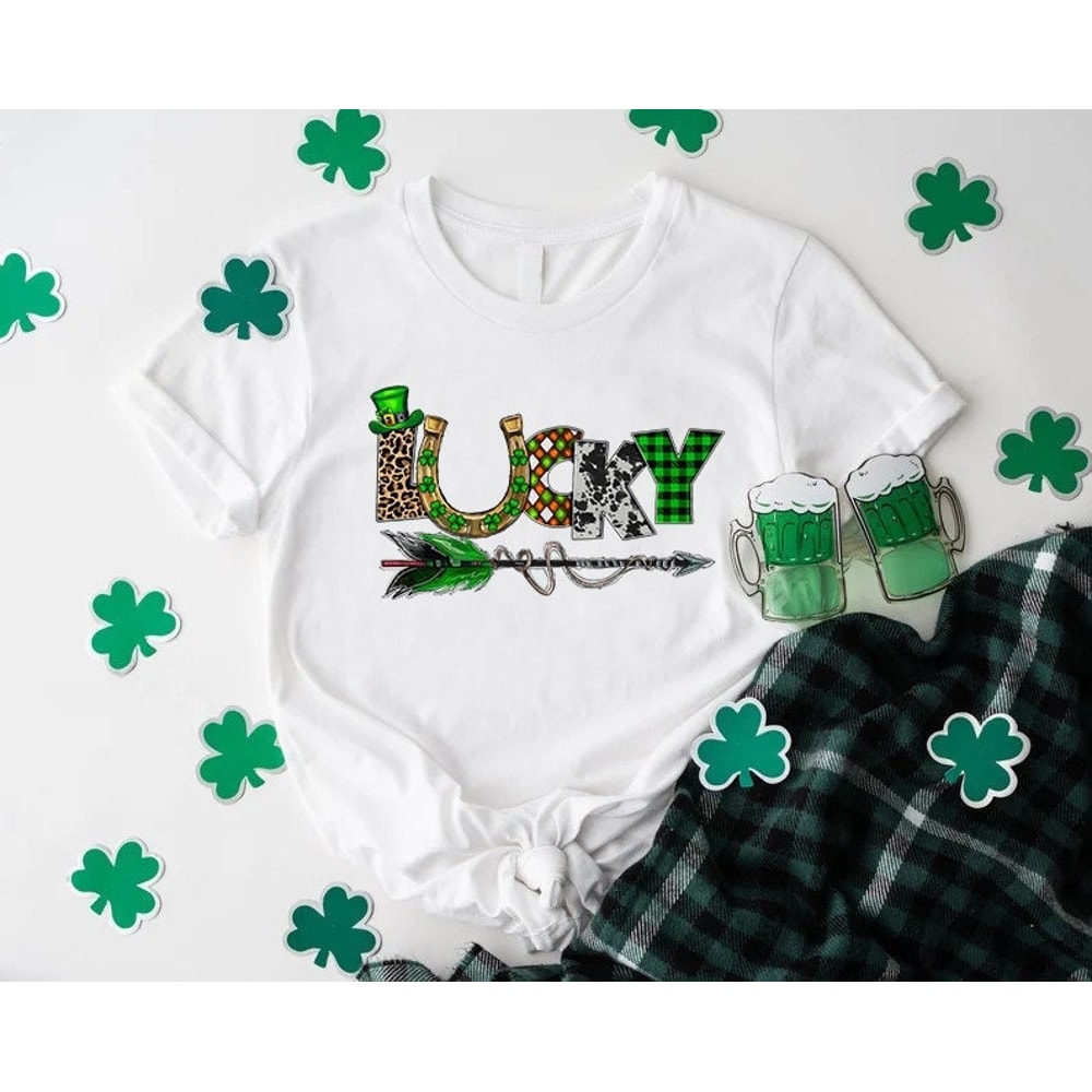 Womens Shamrock Shirt, Lucky Shirt, St. Patrick's Day Gift, Leopard Lucky Shirt, Lucky Clover Shirt, Irish Shirt Women,Irish Gifts for Women 1.jpg