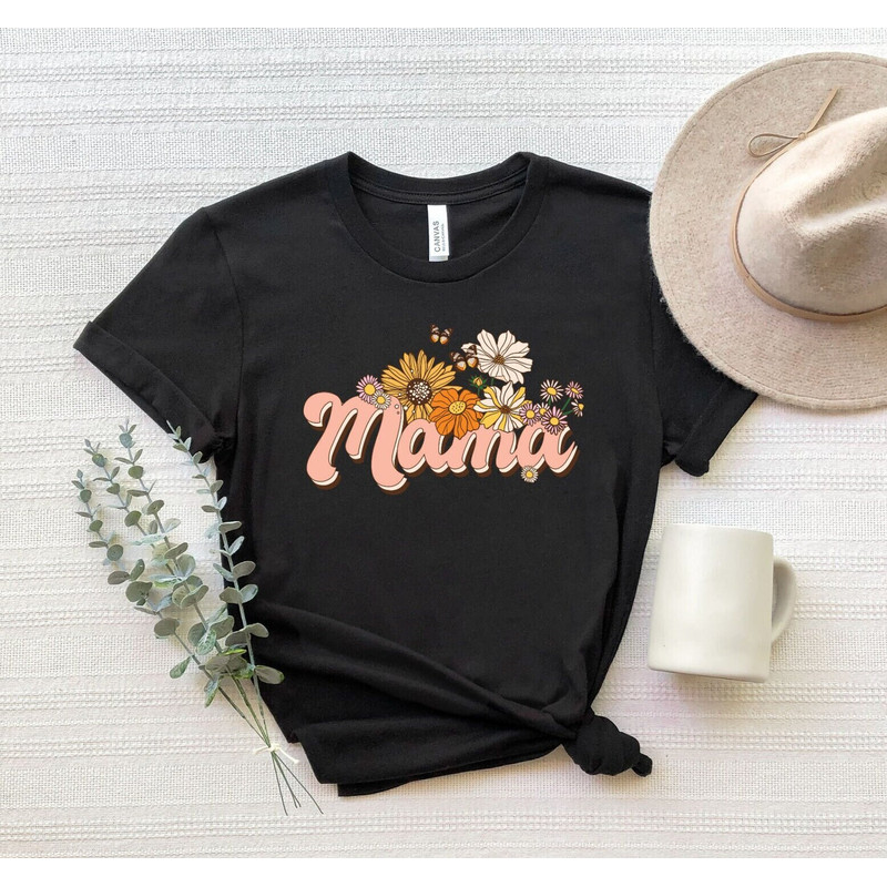 Retro Flowers Mama Shirt, Mama T-Shirt, Vintage Mama Shirt, Retro Mama T-Shirt, Sunflower Mama Shirts, Mothers Day Gift Shirt, Cute Mama Tee.jpg