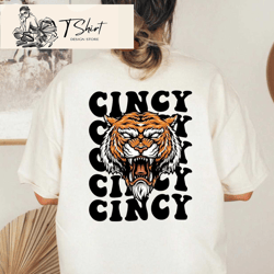 Cincy Cincinnati Bengals Tee Shirt Printed on Back Gift for Her - Happy Place for Music Lovers