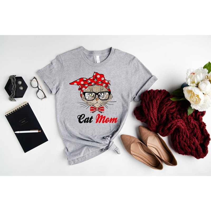 Cat Mom Shirt, Fur Mama Shirt, Cat Lover Gift, Cat Owner Shirt, Cat Mom Gift, Gift For Cat Lover, Red Bun Cat Mom Tank Top, Cat Graphic Tee.jpg