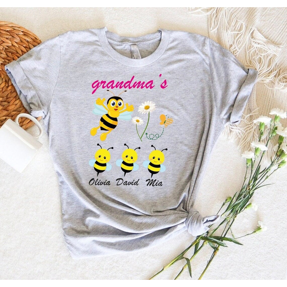 Custom Grandma's Honey Bees Shirt, Personalized Grandma Shirt, Funny Grandma Sweatshirt, Promoted To Grandma T-Shirt, Nana Gifts.jpg