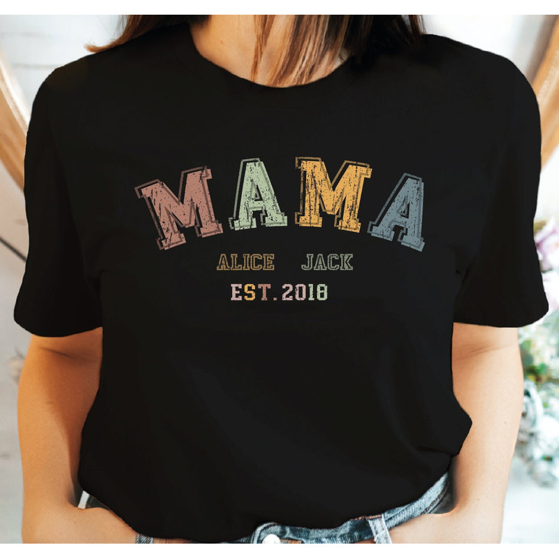 Retro Custom Mom Shirt, Mama Shirt with Kids Names, Personalized Shirt for Mom, Mother's Day Shirt, Mothers day gift, Mama est 2023, LS193.jpg