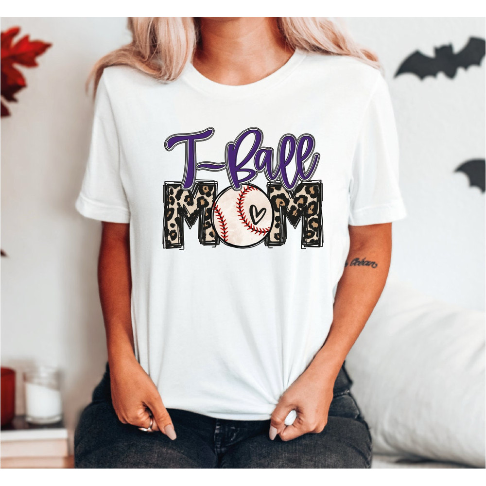 T-Ball Mom Leopard Shirt, T-Ball Mom T-shirt, Teeball Mom Shirt, Mom's T-Ball League Gifts, LS375.jpg