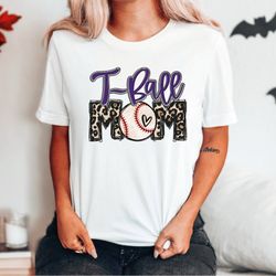 t-ball mom leopard shirt, t-ball mom t-shirt, teeball mom shirt, moms t-ball league gifts, ls375