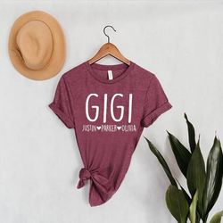 custom gigi shirt, personalized grandma shirt, gigi shirt with grandkids names,custom nana gift shirt, mothers day gift,
