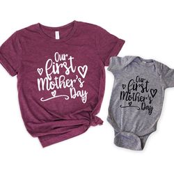 our first mothers day shirt, mothers day matching shirt, mothers day mommy and baby outfit,pregnancy announcement, mothe